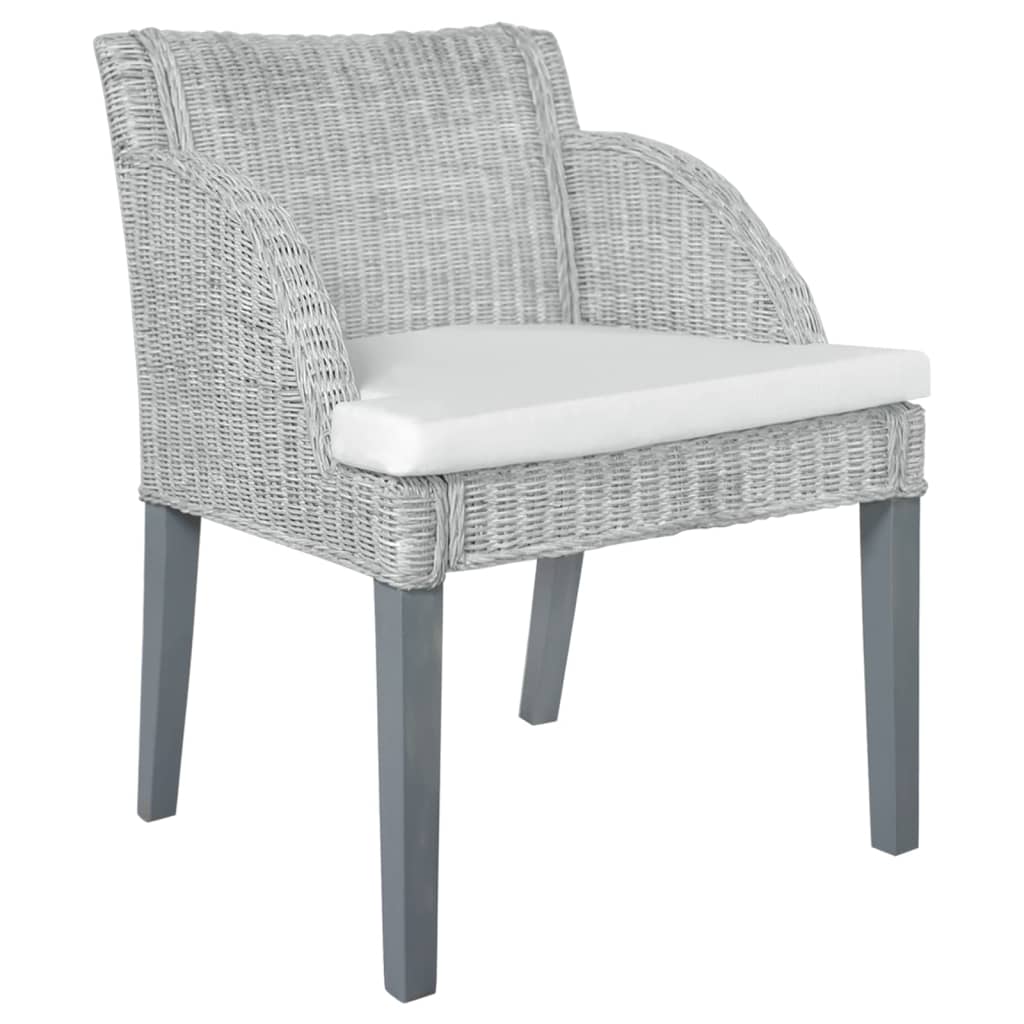Esszimmerstühle mit Kissen 2 Stk. Grau Natur Rattan - Pazzar.ch