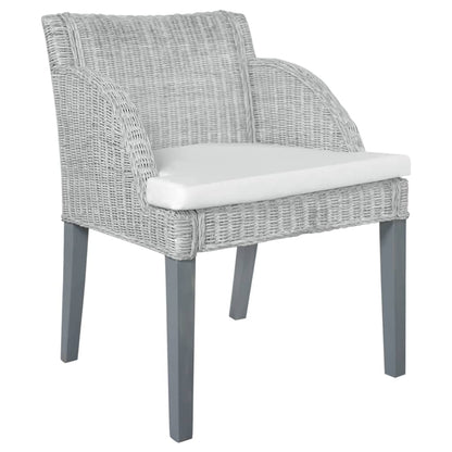 Esszimmerstühle mit Kissen 2 Stk. Grau Natur Rattan - Pazzar.ch