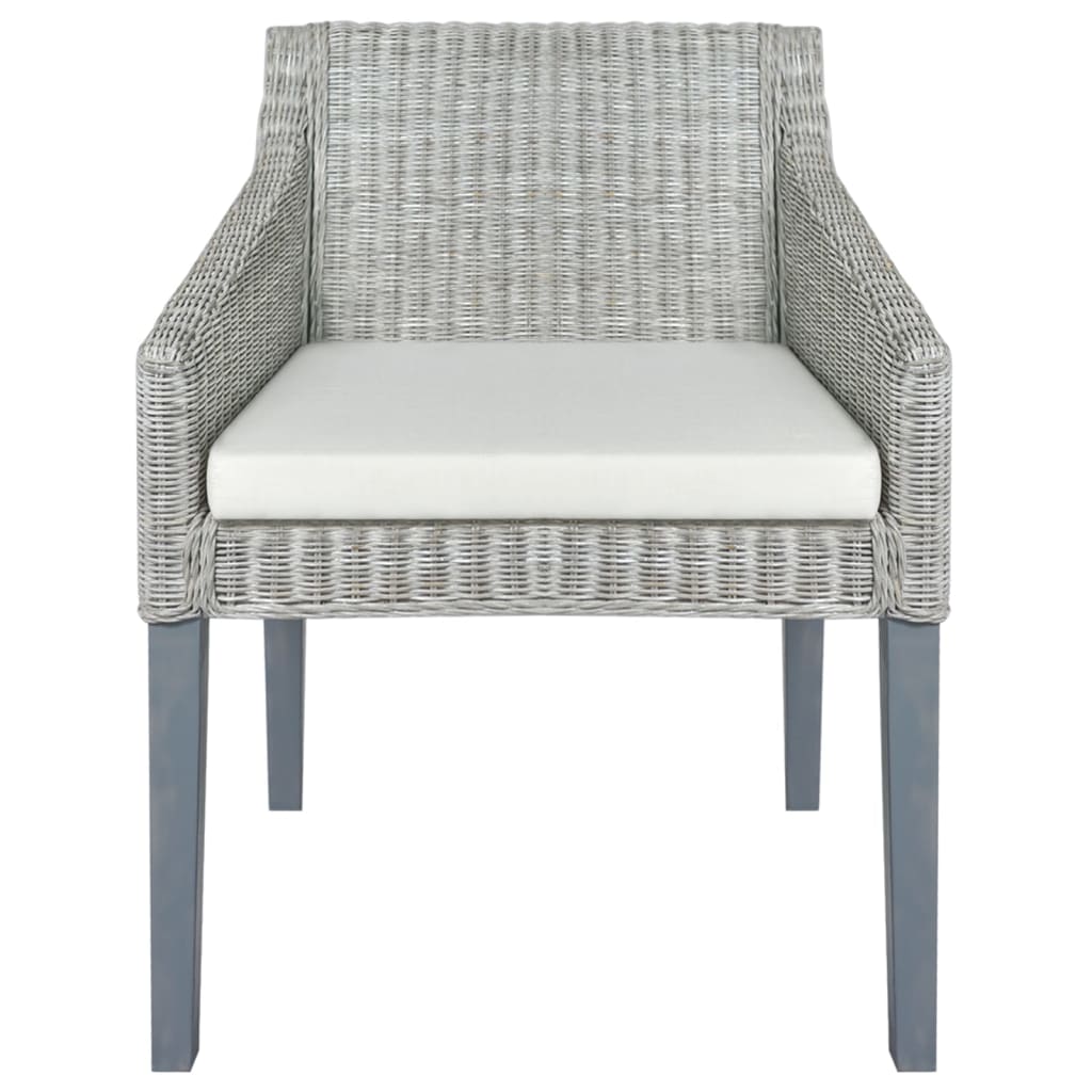 Esszimmerstühle mit Kissen 2 Stk. Grau Natur Rattan - Pazzar.ch