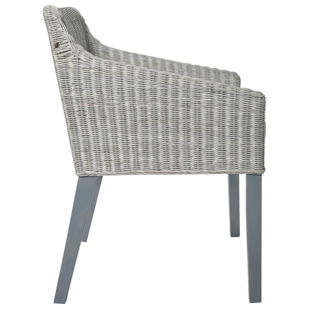 Esszimmerstühle mit Kissen 2 Stk. Grau Natur Rattan - Pazzar.ch