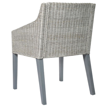 Esszimmerstühle mit Kissen 2 Stk. Grau Natur Rattan - Pazzar.ch