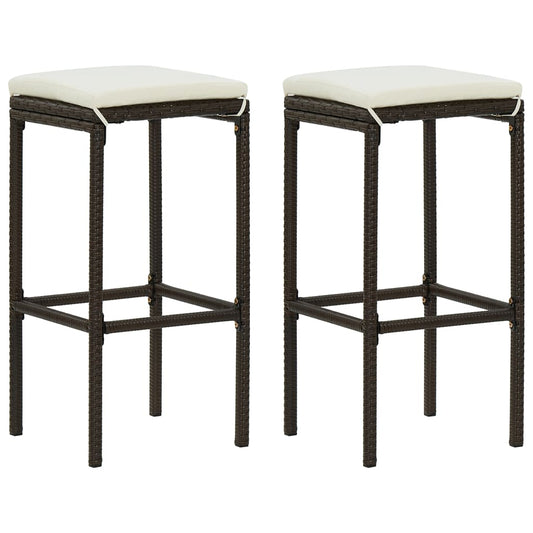Barhocker mit Kissen 2 Stk. Braun Poly Rattan - Pazzar.ch