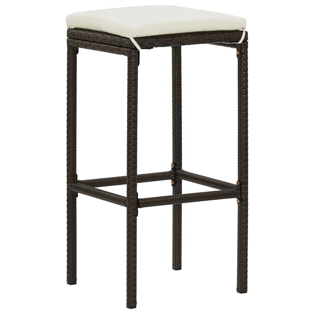 Barhocker mit Kissen 2 Stk. Braun Poly Rattan - Pazzar.ch