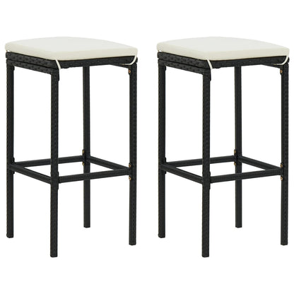Barhocker mit Kissen 2 Stk. Schwarz Poly Rattan - Pazzar.ch
