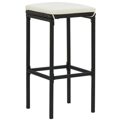 Barhocker mit Kissen 2 Stk. Schwarz Poly Rattan - Pazzar.ch