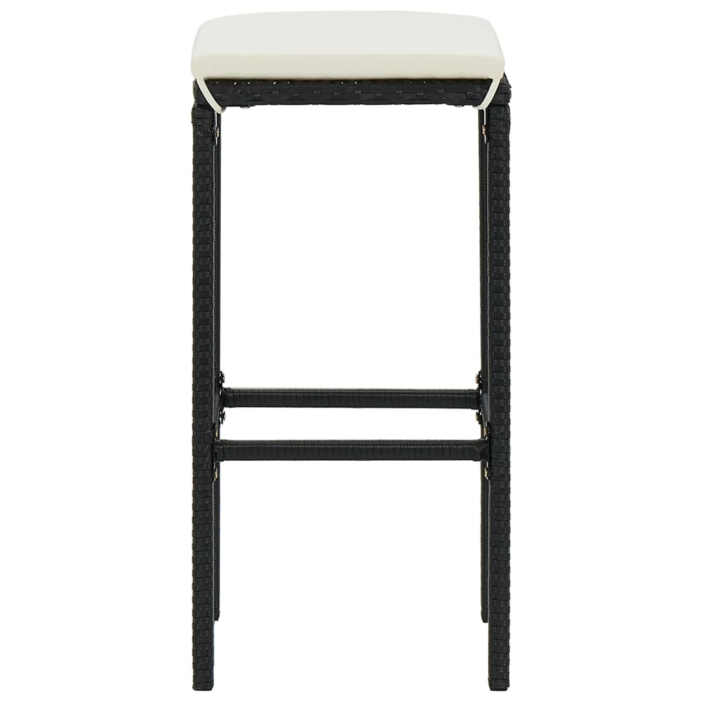 Barhocker mit Kissen 2 Stk. Schwarz Poly Rattan - Pazzar.ch