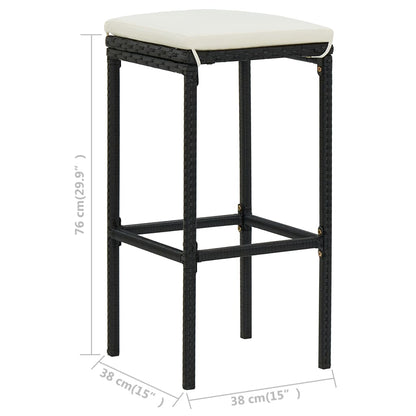 Barhocker mit Kissen 2 Stk. Schwarz Poly Rattan - Pazzar.ch