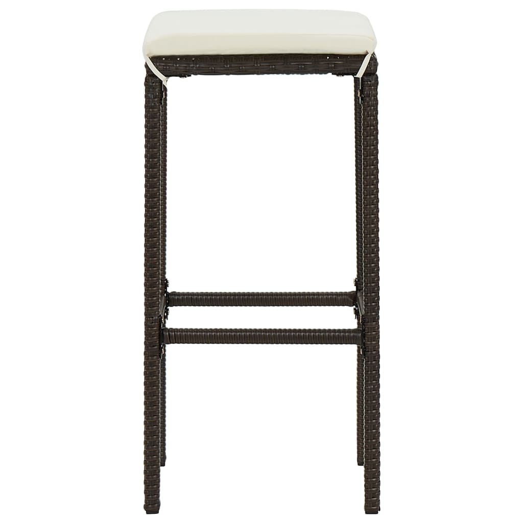 Barhocker mit Kissen 3 Stk. Braun Poly Rattan - Pazzar.ch