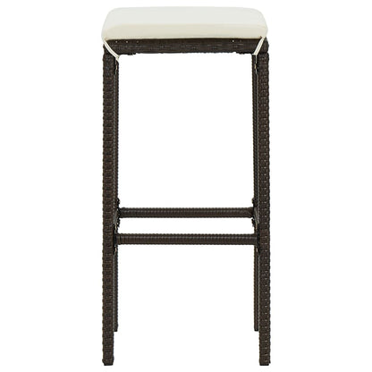 Barhocker mit Kissen 3 Stk. Braun Poly Rattan - Pazzar.ch