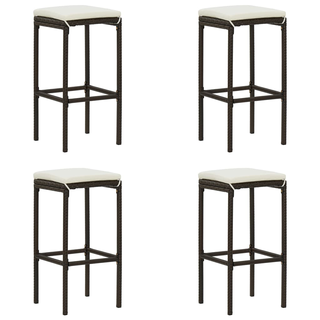 Barhocker mit Kissen 4 Stk. Braun Poly Rattan - Pazzar.ch
