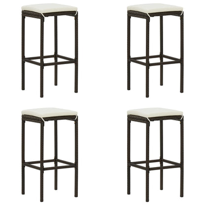 Barhocker mit Kissen 4 Stk. Braun Poly Rattan - Pazzar.ch