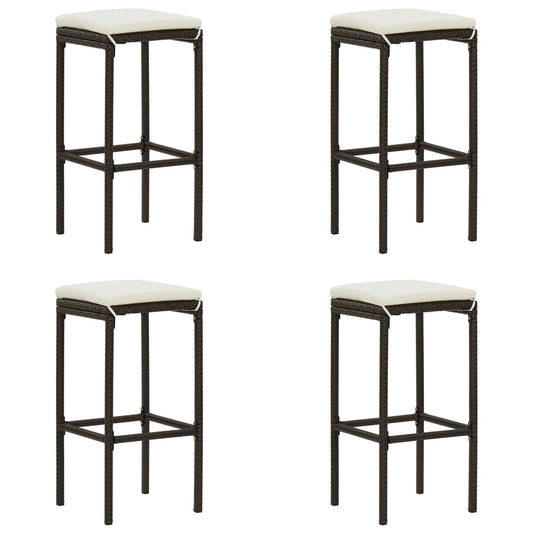 Barhocker mit Kissen 4 Stk. Braun Poly Rattan - Pazzar.ch