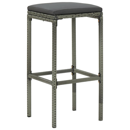 Barhocker mit Kissen 4 Stk. Grau Poly Rattan - Pazzar.ch