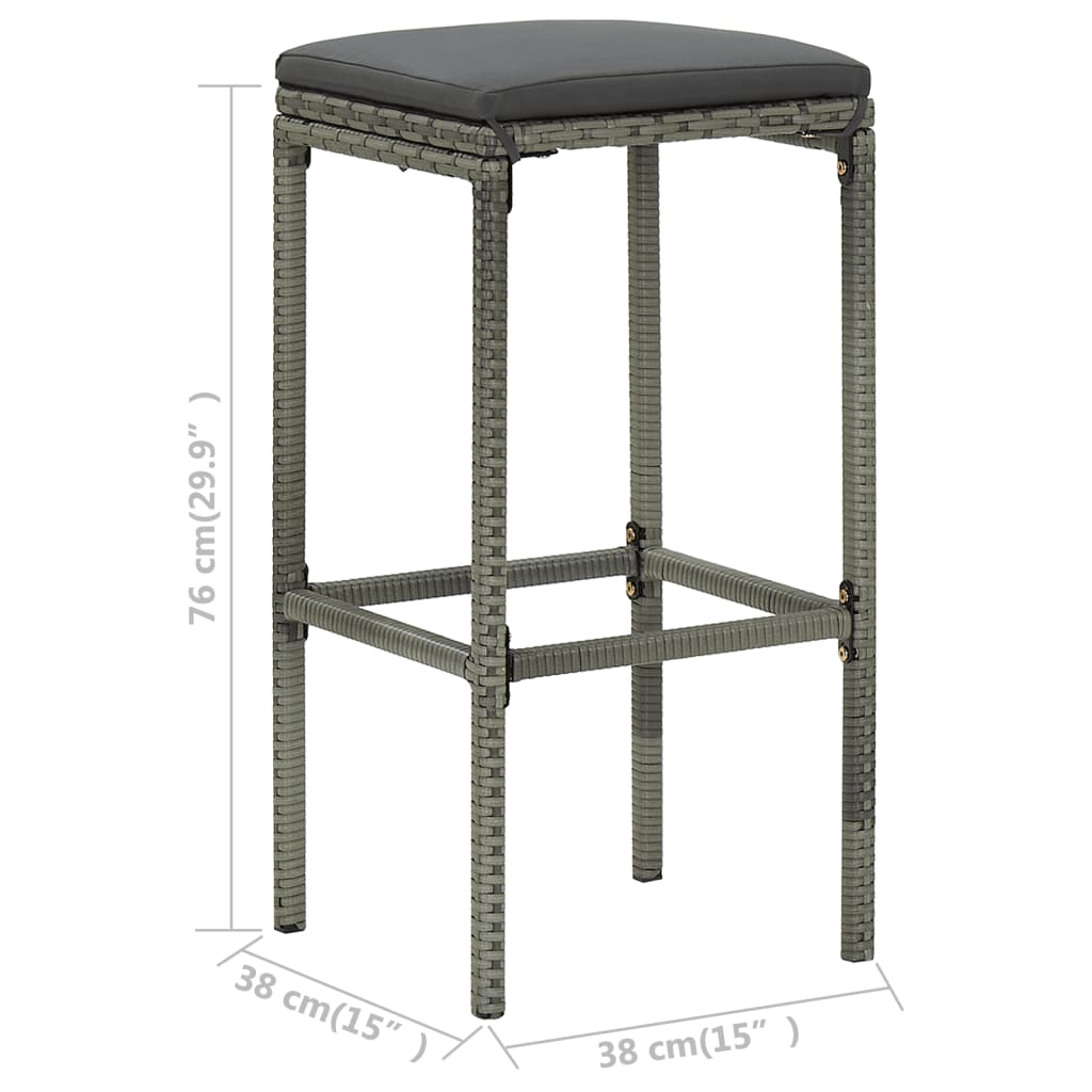Barhocker mit Kissen 4 Stk. Grau Poly Rattan - Pazzar.ch