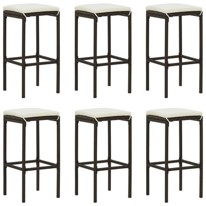 Barhocker mit Kissen 6 Stk. Braun Poly Rattan - Pazzar.ch