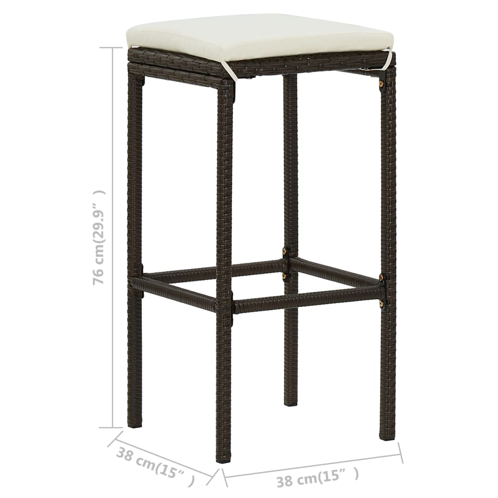 Barhocker mit Kissen 6 Stk. Braun Poly Rattan - Pazzar.ch