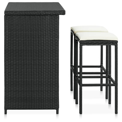3-tlg. Bar Set Poly Rattan Schwarz - Pazzar.ch