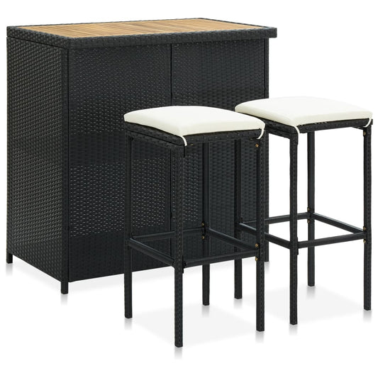 3-tlg. Bar-Set Poly Rattan Schwarz - Pazzar.ch