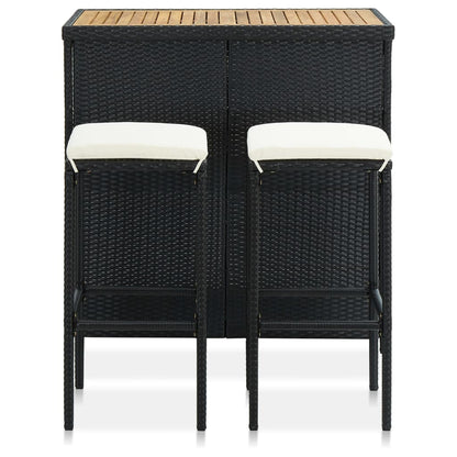 3-tlg. Bar-Set Poly Rattan Schwarz - Pazzar.ch