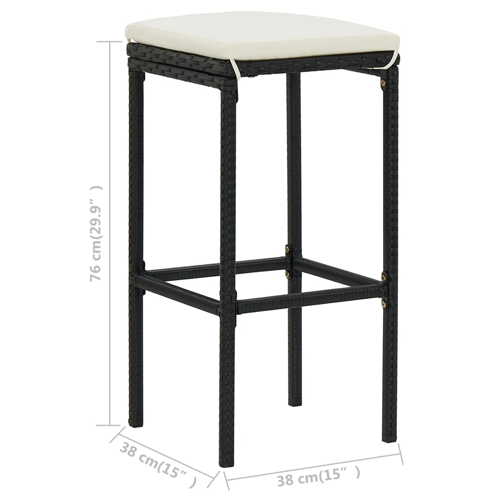 3-tlg. Bar-Set Poly Rattan Schwarz - Pazzar.ch