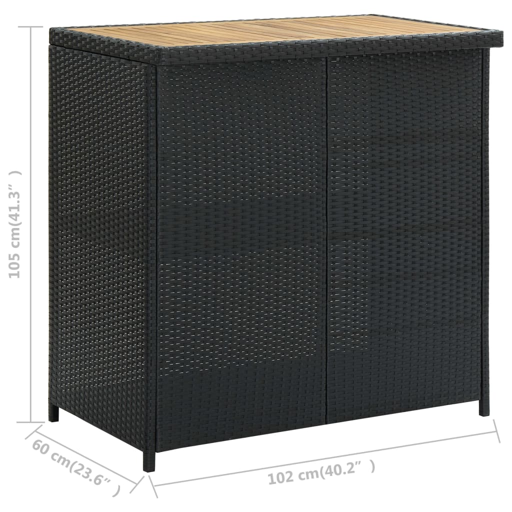 3-tlg. Bar-Set Poly Rattan Schwarz - Pazzar.ch