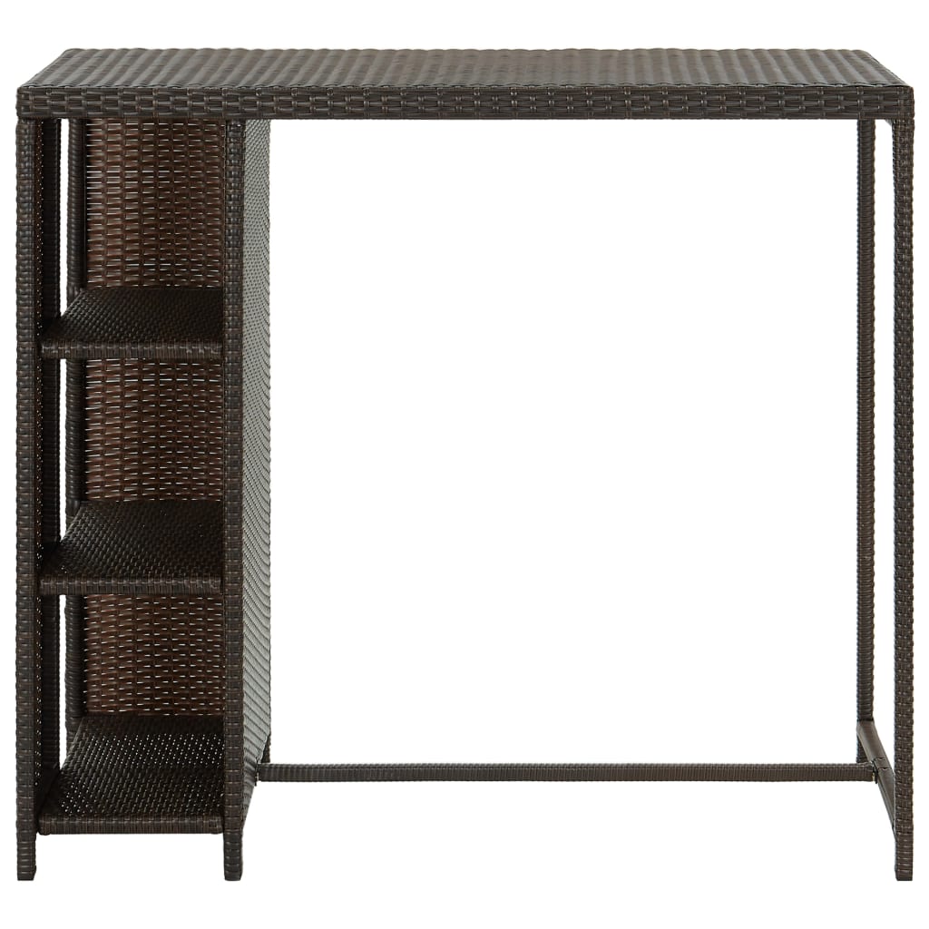 Bartisch mit Regal Braun 120x60x110 cm Poly Rattan - Pazzar.ch