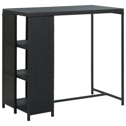 Bartisch mit Regal Schwarz 120x60x110 cm Poly Rattan - Pazzar.ch