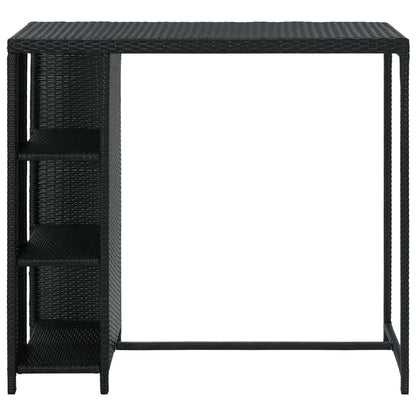 Bartisch mit Regal Schwarz 120x60x110 cm Poly Rattan - Pazzar.ch