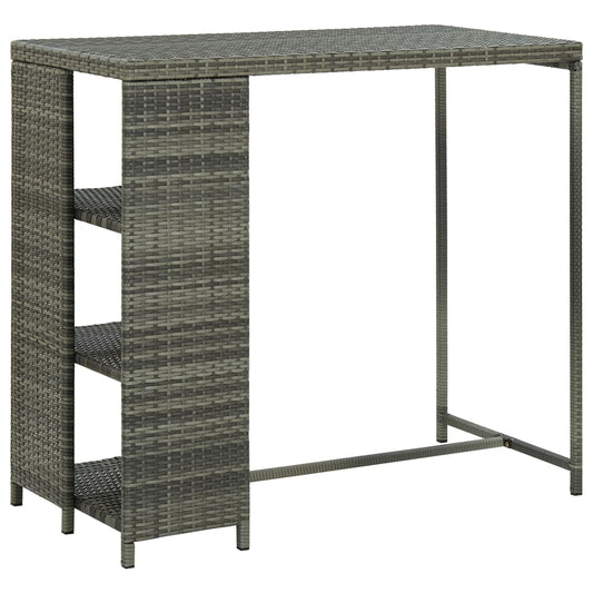 Bartisch mit Regal Grau 120x60x110 cm Poly Rattan - Pazzar.ch
