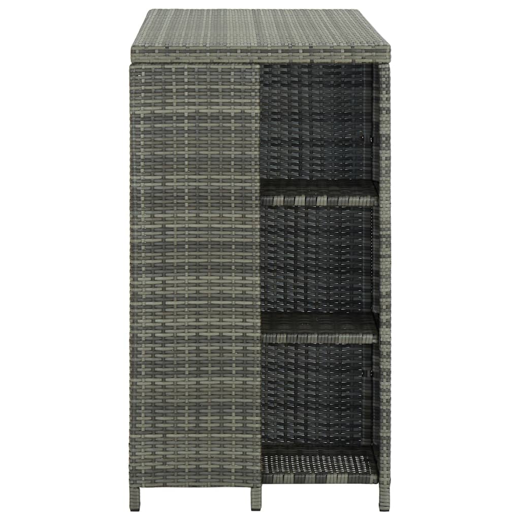 Bartisch mit Regal Grau 120x60x110 cm Poly Rattan - Pazzar.ch