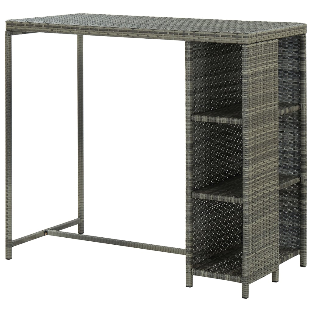 Bartisch mit Regal Grau 120x60x110 cm Poly Rattan - Pazzar.ch