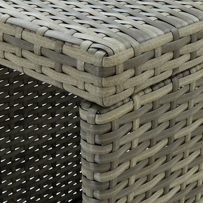 Bartisch mit Regal Grau 120x60x110 cm Poly Rattan - Pazzar.ch