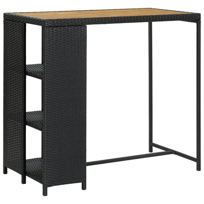 Bartisch mit Regal Schwarz 120x60x110 cm Poly Rattan - Pazzar.ch