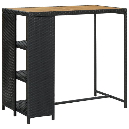Bartisch mit Regal Schwarz 120x60x110 cm Poly Rattan - Pazzar.ch