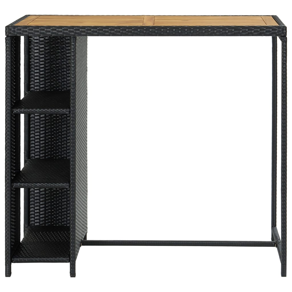 Bartisch mit Regal Schwarz 120x60x110 cm Poly Rattan - Pazzar.ch