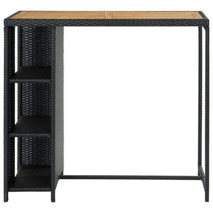 Bartisch mit Regal Schwarz 120x60x110 cm Poly Rattan - Pazzar.ch
