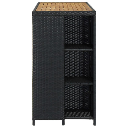 Bartisch mit Regal Schwarz 120x60x110 cm Poly Rattan - Pazzar.ch
