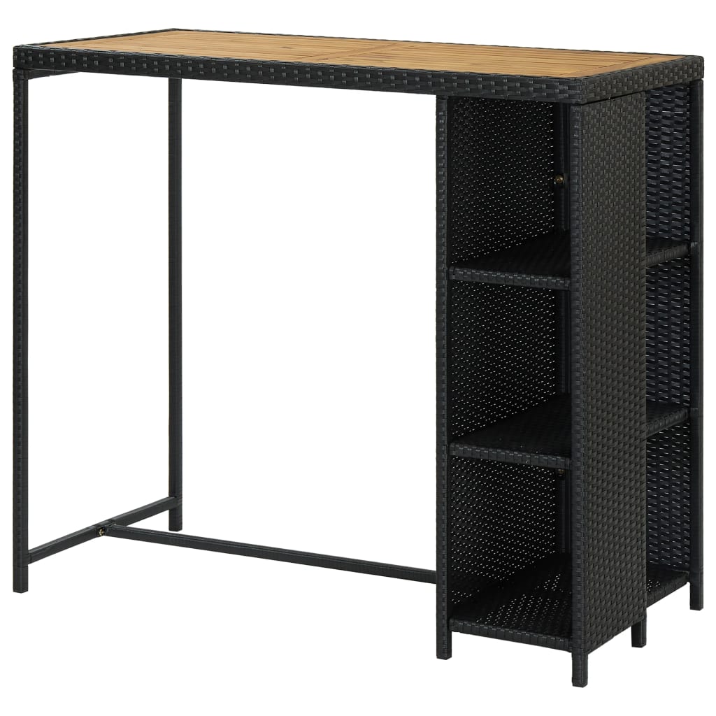 Bartisch mit Regal Schwarz 120x60x110 cm Poly Rattan - Pazzar.ch