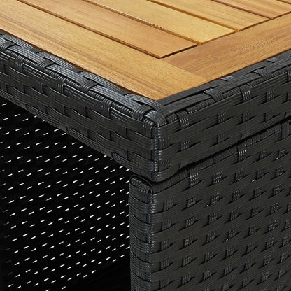 Bartisch mit Regal Schwarz 120x60x110 cm Poly Rattan - Pazzar.ch