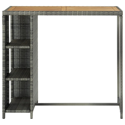 Bartisch mit Regal Grau 120x60x110 cm Poly Rattan - Pazzar.ch