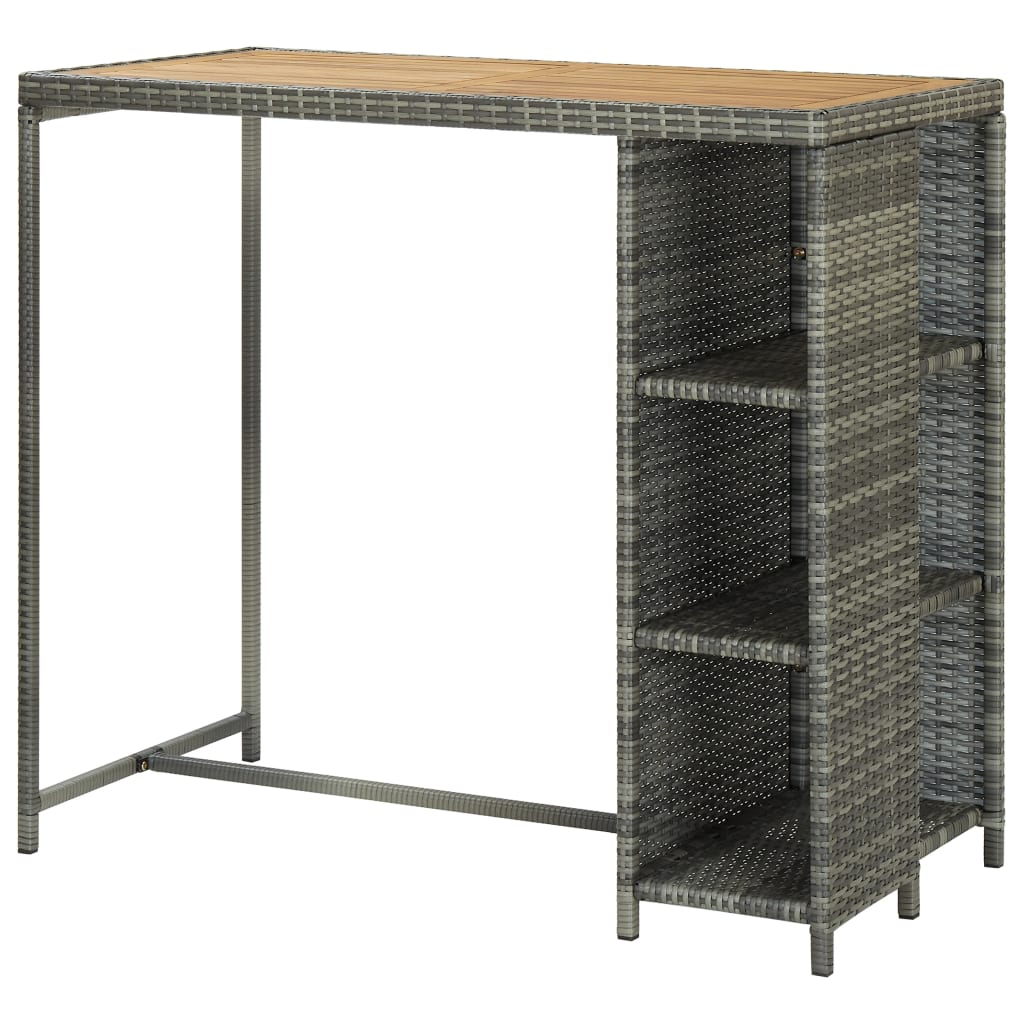 Bartisch mit Regal Grau 120x60x110 cm Poly Rattan - Pazzar.ch