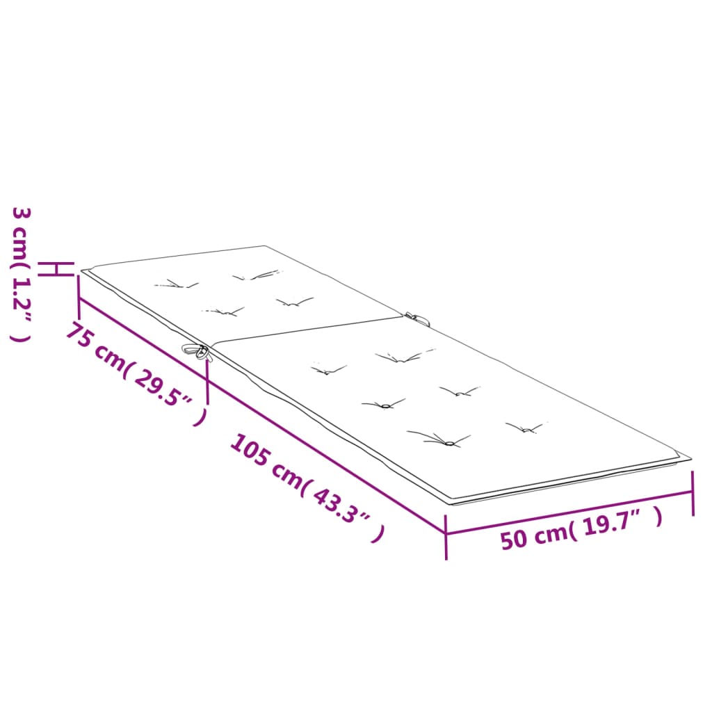 Liegestuhl-Auflage Creme (75+105)x50x3 cm - Pazzar.ch