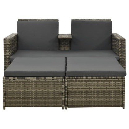 3-tlg. Garten-Lounge-Set mit Auflagen Poly Rattan Grau - Pazzar.ch