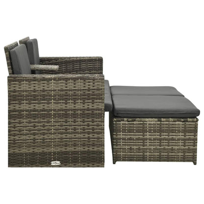 3-tlg. Garten-Lounge-Set mit Auflagen Poly Rattan Grau - Pazzar.ch