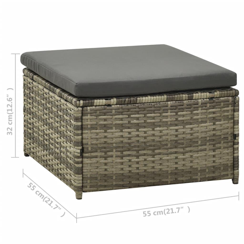 3-tlg. Garten-Lounge-Set mit Auflagen Poly Rattan Grau - Pazzar.ch