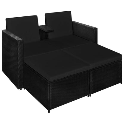 3-tlg. Garten-Lounge-Set mit Auflagen Poly Rattan Schwarz - Pazzar.ch