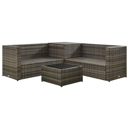 4-tlg. Garten-Lounge-Set mit Auflagen Poly Rattan Grau - Pazzar.ch