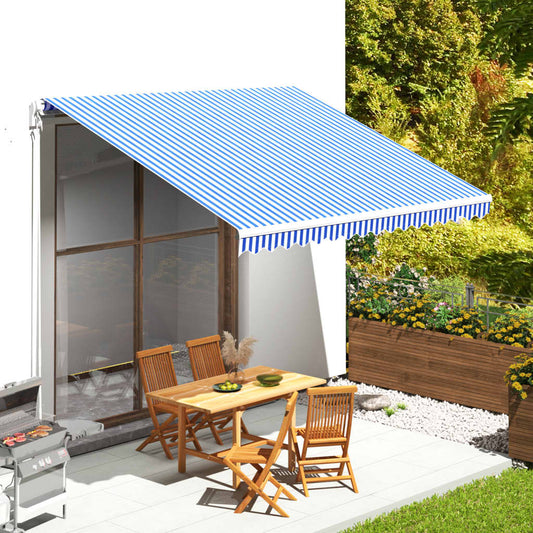 Markisenbespannung Blau und Weiß 4x3,5 m - Pazzar.ch