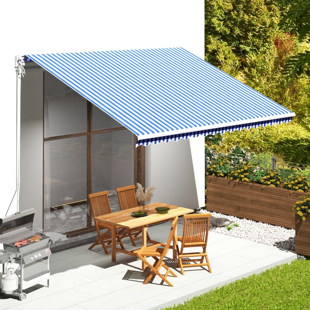 Markisenbespannung Blau und Weiß 4,5x3,5 m - Pazzar.ch