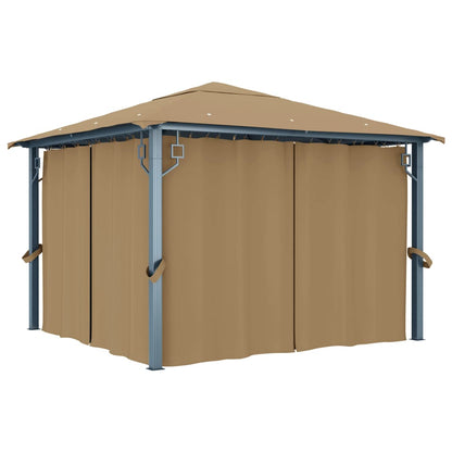 Pavillon mit Vorhang 300x300 cm Taupe Aluminium - Pazzar.ch